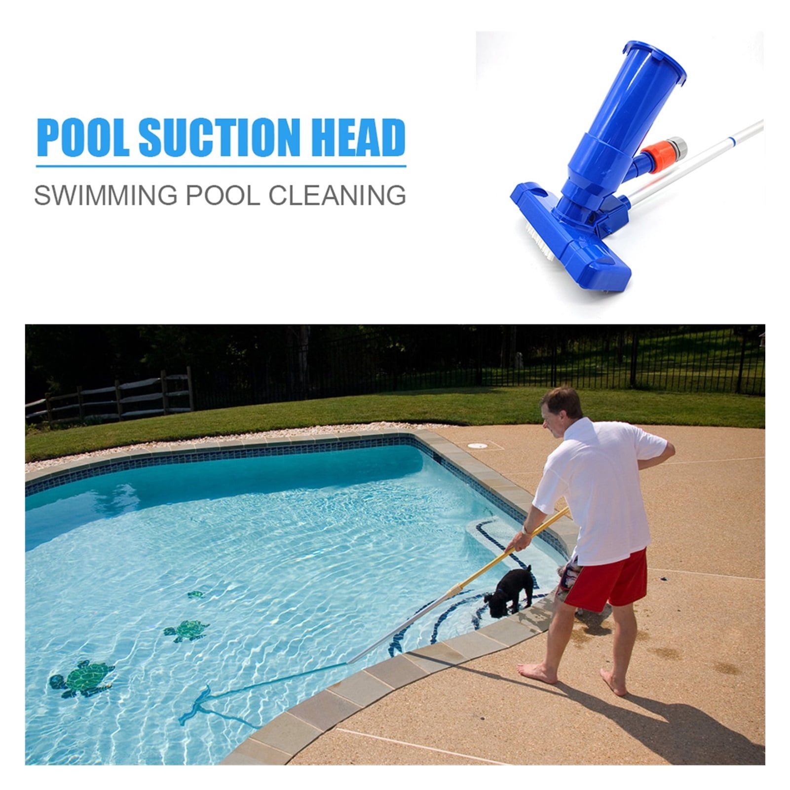 Swimming Pool Vacuum Cleaner Suction Head Pond Fountain SPA Cleaner Brush With Handle Cleaning Tools ,Great Suction Power