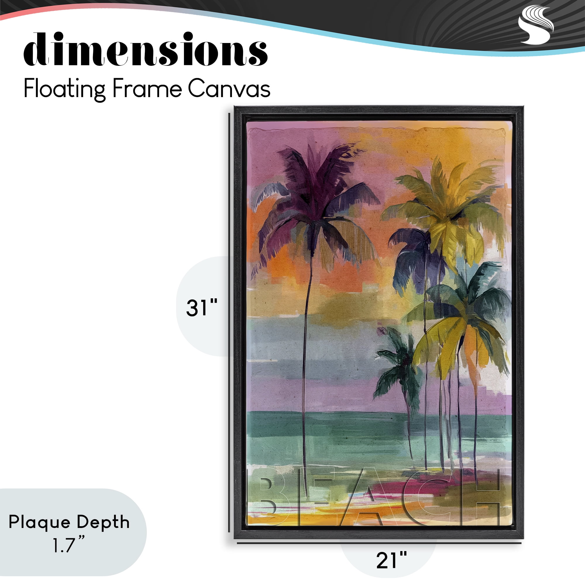 Stupell Industries Crayon Beach at Sunset Black Framed Floater Canvas Wall Art, design by Annabelle Hall