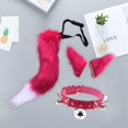 thumbnail image 1 of Conjunto de orejas y cola de piel sintética Accesorios de disfraces de cosplay Gargantilla de cuello de cuero de PU de regalo para fiestas temáticas Fernando Cola para la cabeza, 1 of 8