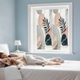 thumbnail image 3 of Static Cling Non Adhesive Window Film, Boho Geometric Window Privacy Film Frosted, Modern Abstract Art Tropical Striped Opaque Window Coverings for Small Windows, Home, 17.7 x 39.3 Inches, 3 of 9