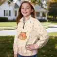 thumbnail image 4 of Xoenoiee Bear Cake Ice Cream Print Oversized Sweatshirt for Girls Half Zip Pullover Drop Shoulder Trendy Y2K Casual Fall Outfits Soft Fleece Top for Teens, Size 13-14 Years, 4 of 7