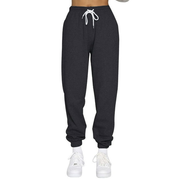 Winter Women Casual Warm High Waist Elastic Drawstring Long Pants with Pocket for Sporty Comfort Elastic High Waisted Straight Leg Pull On Trousers