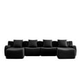 thumbnail image 5 of U-Shaped Boneless Sofa, Teddy Fabric, No assembly Required Curved armrest, Anti-slip Design, Streamlined Design 32D High Density Sponge, Full Compression Vacuum Packag for Studies living Rooms(Black), 5 of 11