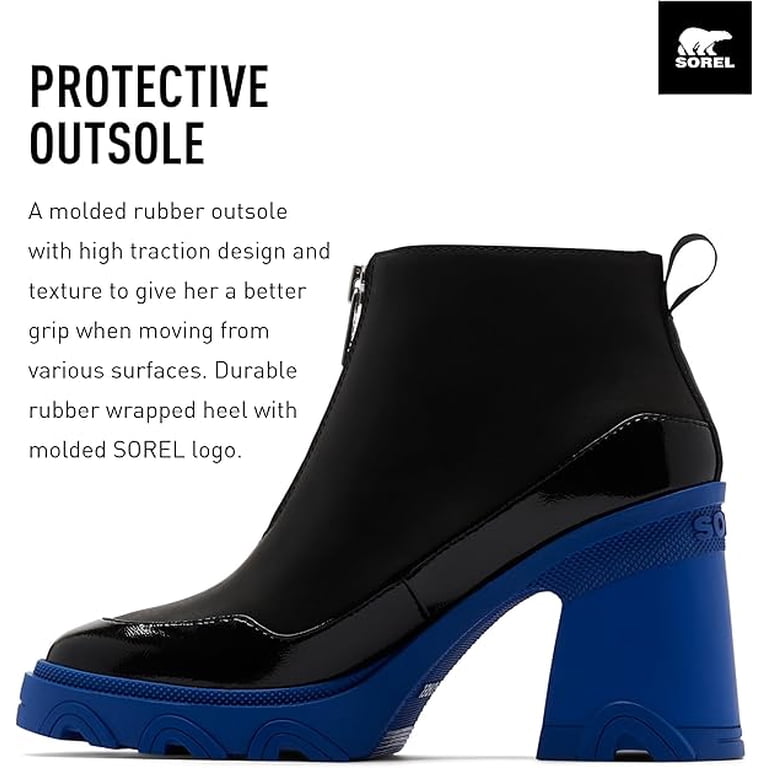 Sorel Women's Brex Heel Zip Boots - Black, Cobalt Blue - Size 8M