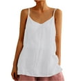 thumbnail image 2 of Tittly Spring Tops for Women Tank Top for Women Cotton Linen Camisole Tops For Women Spaghetti Strap Loose Fit Tank Top Summer 2025 Casual Sleeveless Shirts Sleeveless Top Vest for Women White XXL, 2 of 7