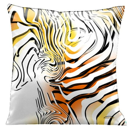 Lama Kasso 45 Stunning Yellow, Orange and White with Black and White Graphics, 18 in. Square Satin Pillow