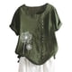 thumbnail image 1 of Qarigey Mujer Botones Estampado Manga Corta Cuello Camisa De Lino Prendas para la parte del cuerpo ejercito verde 5XL, 1 of 6