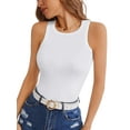 thumbnail image 2 of VICHVVY Womens Tank Tops High Neck Summer Tanks Cami Sleeveless Tops Basic Shirt Ribbed Racerback Blouses White Large, 2 of 6