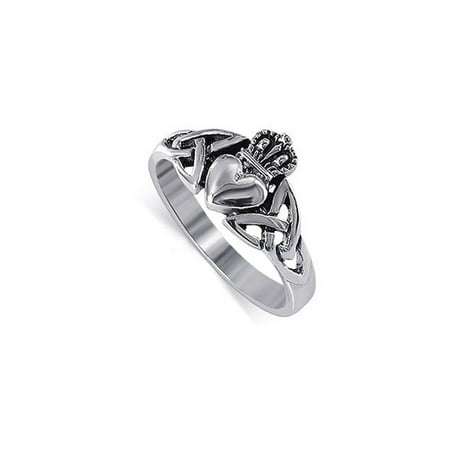 - Gem Avenue 925 Sterling Silver Irish Celtic Knot Claddagh Ring
