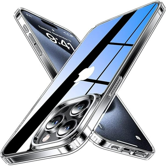 YJJSKEJI Ultra Clear for iPhone 15 Pro Case, [Non-Yellowing] [[14 FT Military Drop Protection] Slim Fit Yet Protective Shockproof Bumper with Shock Absorber Phone Case Cover 6.1 Inch - Crystal Clear