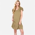 thumbnail image 4 of Women's Ruffle Sleeve V-Neck Dress with Tiered Hem and Relaxed Fit - X Large, Khaki, 4 of 7