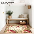 thumbnail image 3 of ODIKA 2'x3' Machine Washable Non-Slip Area Rug, Multicolor Botanical with Rose Flower Clusters and Leafy Details High Traffic Rug, Beige, 61734, 3 of 7