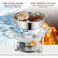 thumbnail image 5 of EVGTTI 10 Pack Chafing Dish Rectangular 8QT Full Pan×4+1/3 Pan×4+Round 6QT×2 Chafers Stainless Steel Catering Buffet Warmer Set for Parties,Events,Wedding,Dinner, 5 of 6