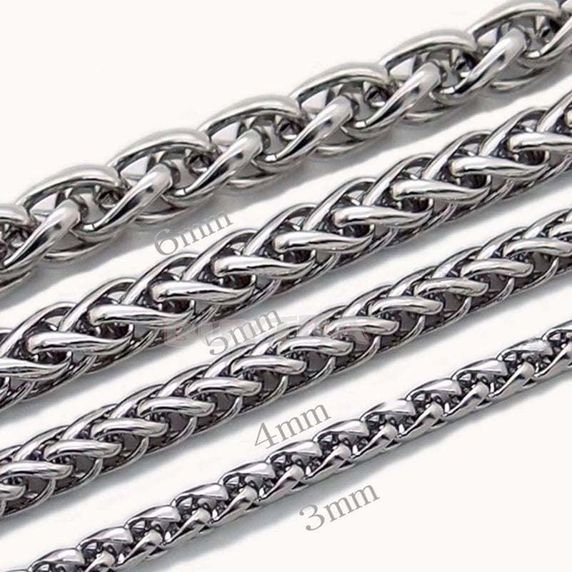 3mm Men's Chain Stainless Steel Wheat Braided Necklace 24'' Silver Tone Gift 