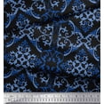 thumbnail image 2 of Soimoi Black Georgette Viscose Fabric Vector Design Damask Printed Fabric 1 Yard 44 Inch Wide, 2 of 3