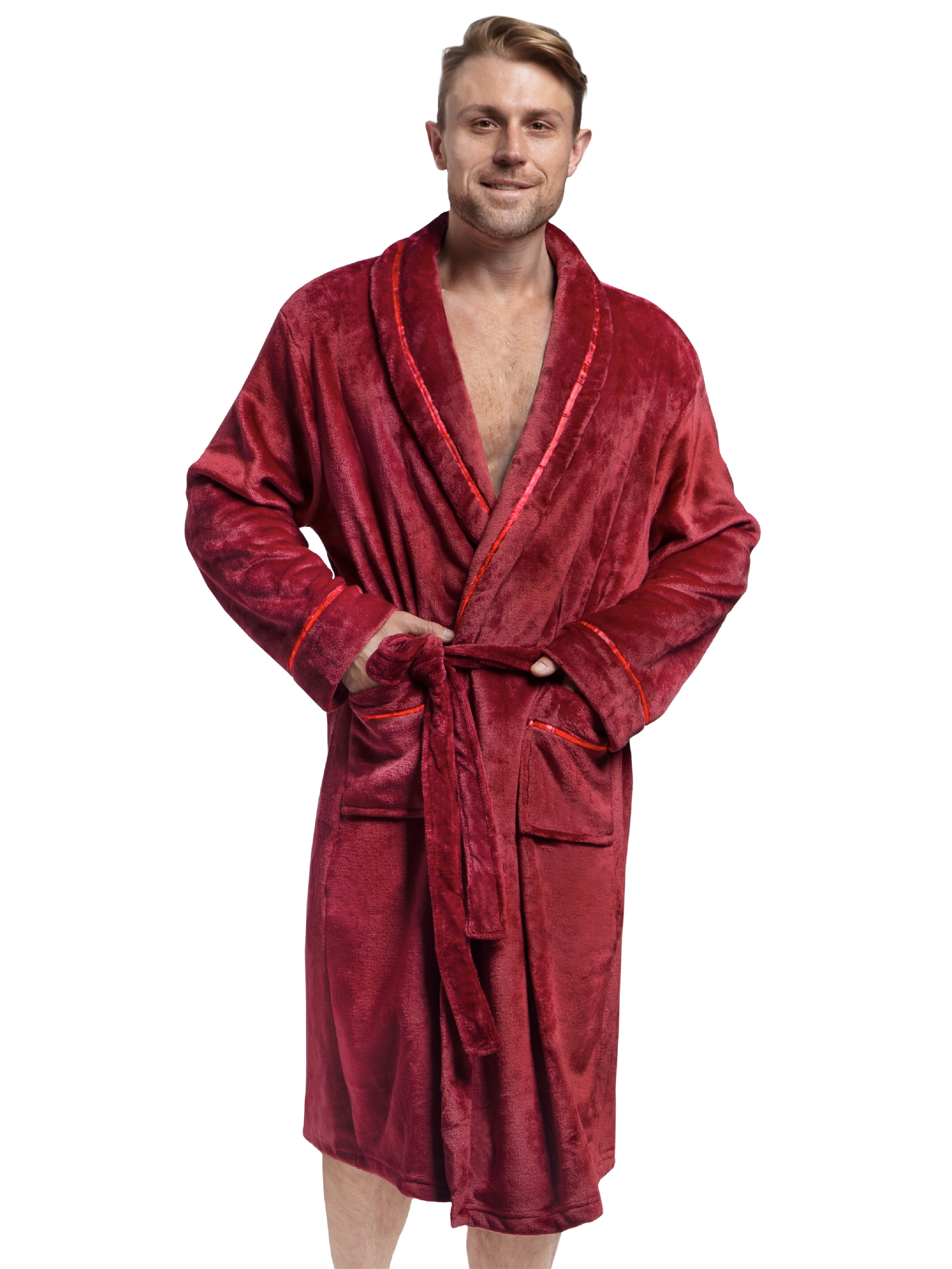 PAVILIA Mens Robe, Soft Robe for Men, Fleece Warm Long Bathrobe for