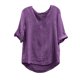 thumbnail image 3 of Ropa para mujer,Blusa de manga corta de mezcla de lino para mujer, cuello redondo, color liso, suave y transpirable, ideal para primavera y verano, sopatenor, 3 of 8