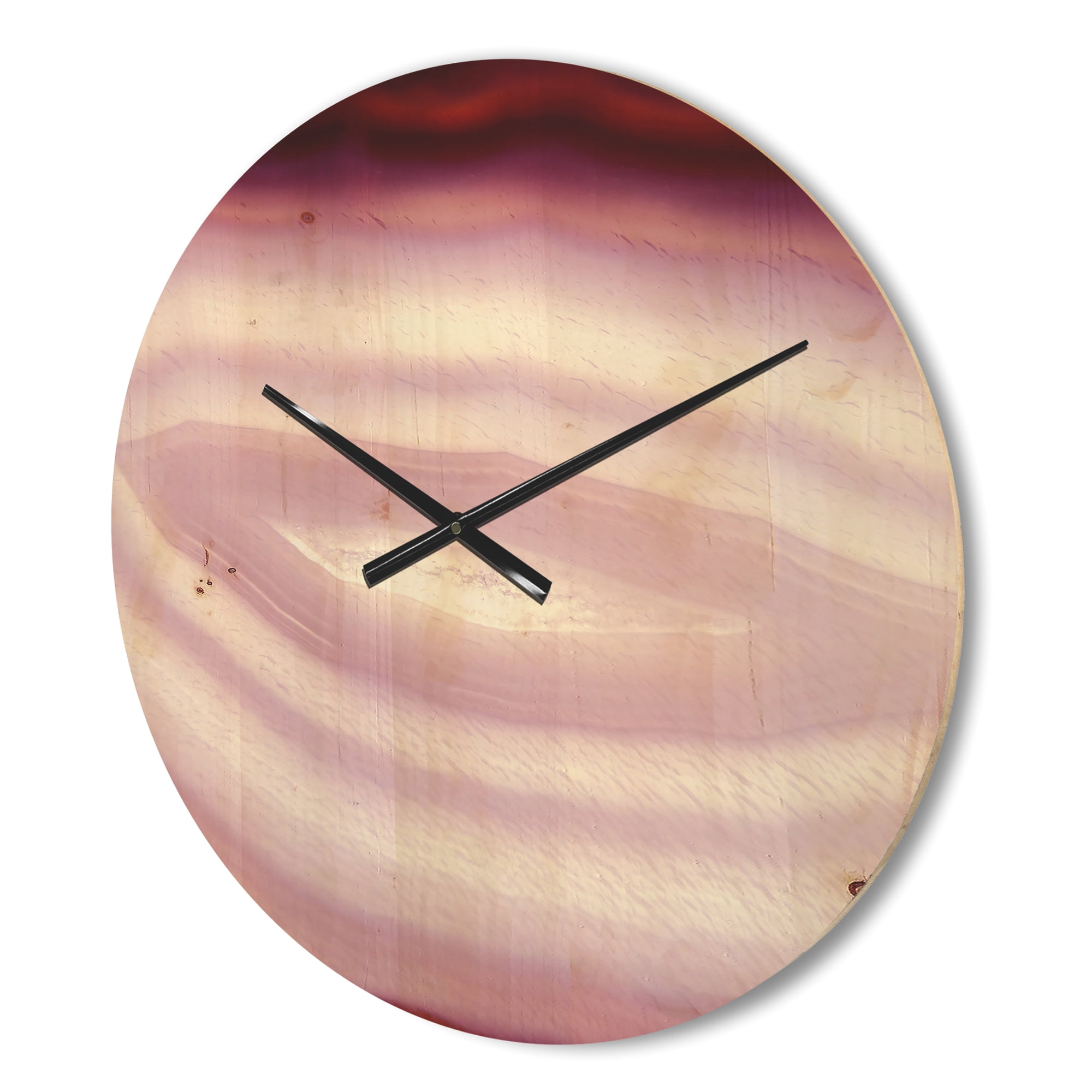 Designart 'Micro Pink Agate Geode Geological Crystals ' Modern Wood Wall Clock
