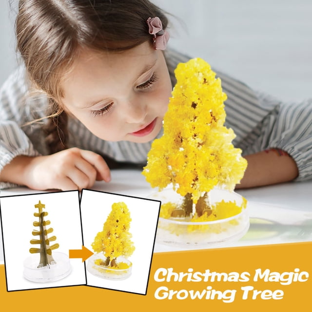 Xihbxyly Árbol de Navidad En Crecimiento, Follaje de Cristal Colorido, Divertida Sorpresa Navideña, Regalo Novedoso para Todas Las Edades, Juguete de Manualidades Diy, Tamaño 8,3 X 6 Cm, Incluye Base