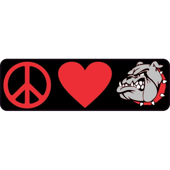 10in x 3in Peace Love Bulldogs Magnet School Mascot Car Truck Bumper