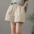 thumbnail image 2 of Erwazi Women's Solid Shorts Elastic Waist Casual Summer Wide Leg Shorts with Pockets, 2 of 3