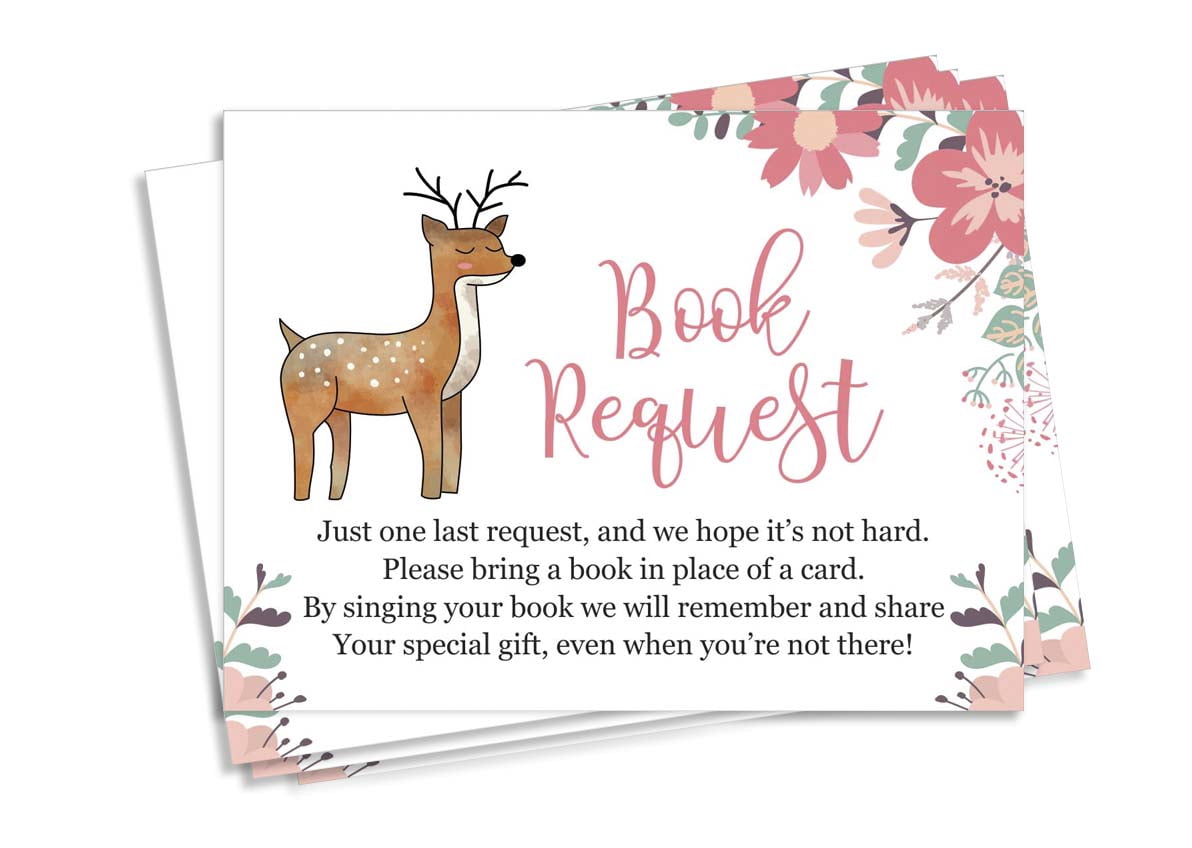 Inkdotpot 30AnimalsBaby Shower Book Request Cards-Bring A Book Instead Of A Card-Baby Shower Invitations Inserts Games