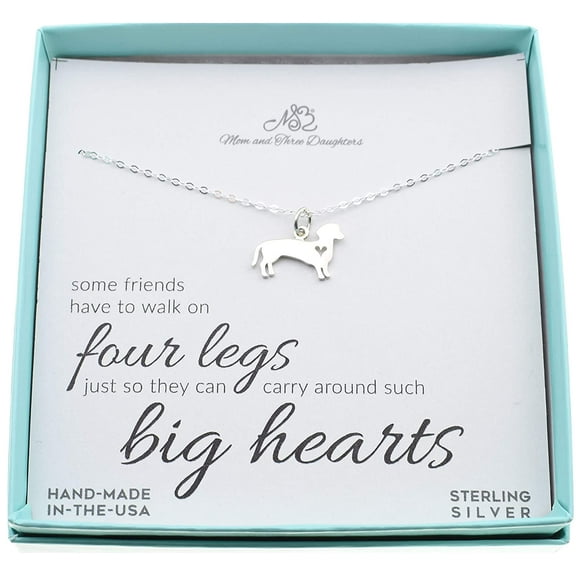 Dachshund Necklace in Sterling Silver on an 18" Sterling Silver Cable Chain. Gift for Dachshund Owner. Pet Lover