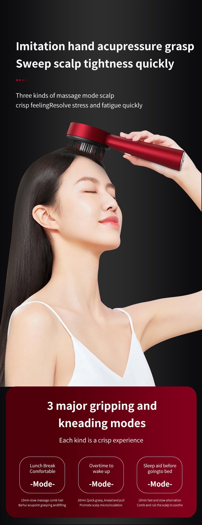 2 in 1 Hair Oil Applicator, Red Light Scalp Massage, Electric Hair Brushes for Hair Growth, IPX7 Waterproof Electric Scalp Massager for Women & Men (Grey)