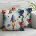 thumbnail image 3 of Qinduosi Cartoon Rockets Boys Throw Pillow Cover Watercolor Blue Cushion Cover for Kids Girls Teens Cute Glitter Yellow Stars Pillow Case for Party Housewarming White, 3 of 5