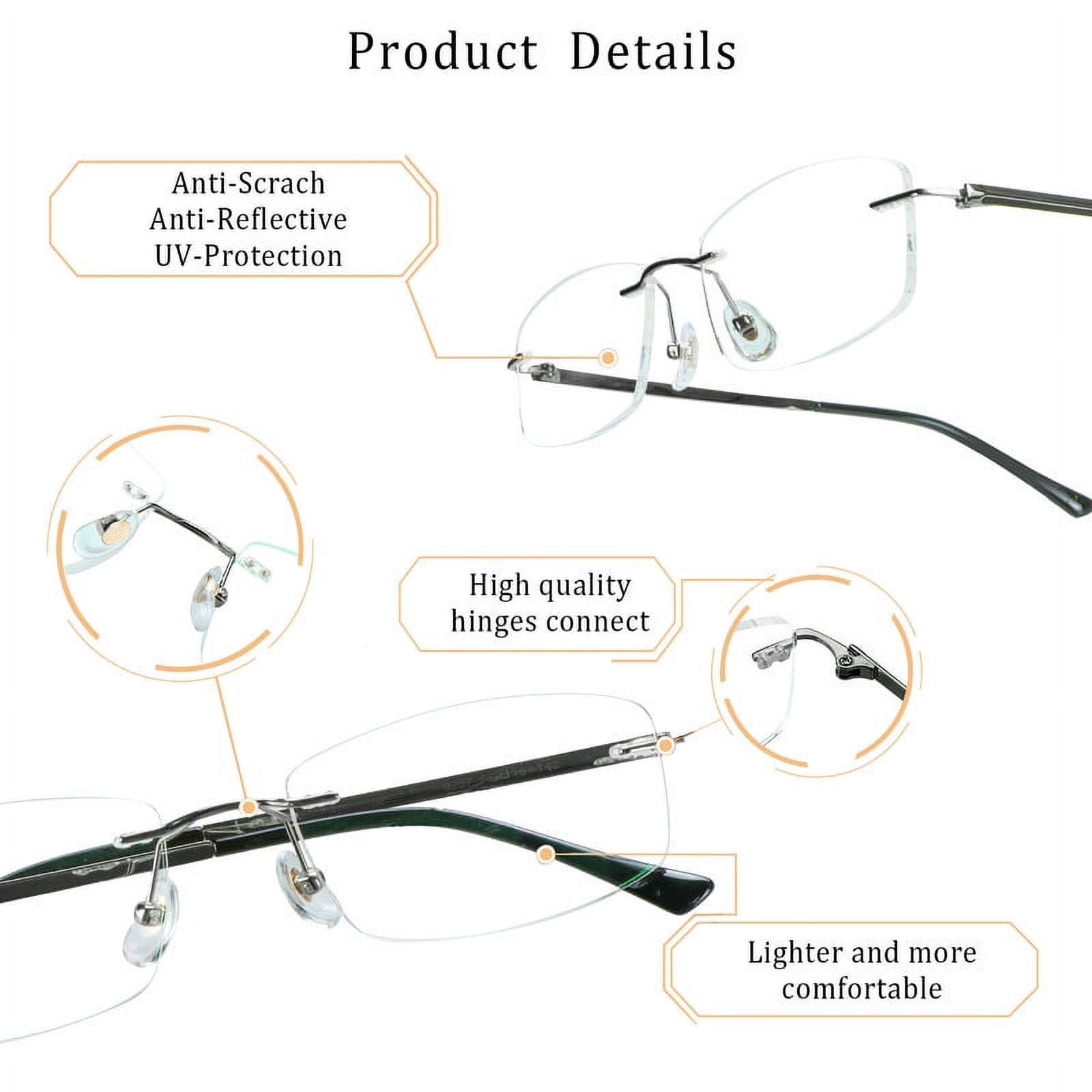 LifeArt Pure Titanium Frame Glasses/Blue Light Blocking Reading Glasses, Reduce Eyestrain, Stylish for Men and Women(Grey,+1.50 Magnification)