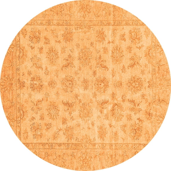 Ahgly Company Indoor Round Oriental Orange Traditional Area Rugs, 8' Round