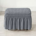 thumbnail image 2 of Wishrage High Stretch Seersucker Fabric Ottoman Slipcovers Rectangle Footstool Cover with Skirt Modern Furniture Protector for Home Decor Bedroom Living Room Balcony, 2 of 2