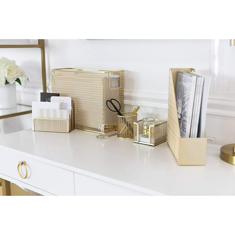 5 Piece Office Supplies Gold Desk Organizer Set - Desktop Hanging File  Organizer - Desk Organizers and Storage - Desk accessories & Workspace