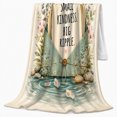 thumbnail image 2 of Delicate Kindness Big Ripple Floral Envelope, Cozy Typography Art Scene, Warm Flannel Blanket for Living Room and Reading Nook, Art Lovers Thank You Gift, Artistic Home Decor, 2 of 9