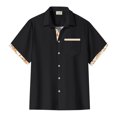 thumbnail image 5 of Hogleaql Men’s Lightweight Short Sleeve Shirt Button Down Shirts Summer Plus Size Loose Fit Solid Shirt for Summer Trip Vacation Black M, 5 of 5