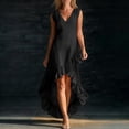 thumbnail image 6 of VBVC Women's Sleeveless V Neck Maxi Dress, Ladies' Ruffled High Low Hem Flowy Dress, Summer Casual Vacation Dress For Women,Black,S-3XL, 6 of 7