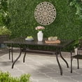 thumbnail image 2 of GDF Studio Honolulu Traditional Outdoor Aluminum Rectangular Dining Table, Hammered Bronze, 2 of 12