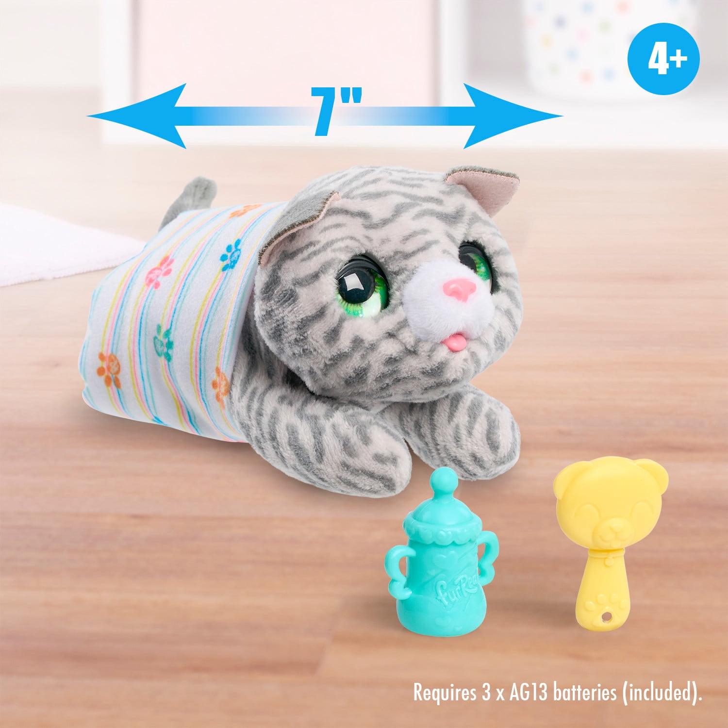 furReal Newborns Kitty Interactive Pet Small Plush Stuffed Animal Cat with Sounds and Movement Faux Fur Kids Toys for Ages 4 up Walmart