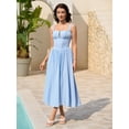 thumbnail image 2 of Vestido KUTUMAI de encaje de verano con cuello cuadrado, midi, azul y bolsillos, 2 of 5