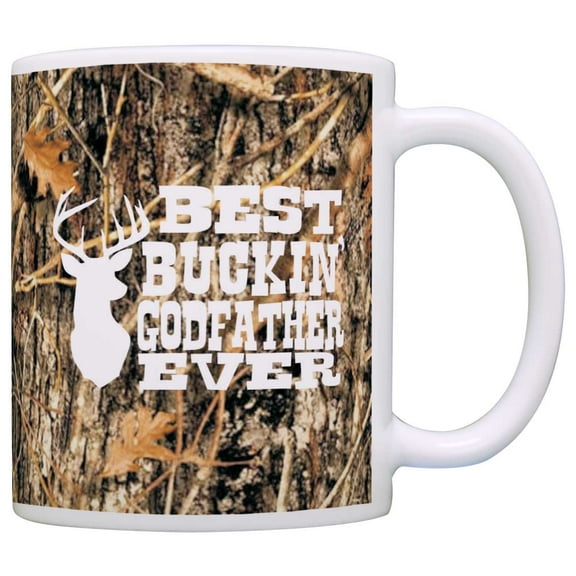 ThisWear Baptism Gifts Best Buckin Godfather Ever Deer Hunting 11 ounce Coffee Mug Camo