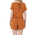 thumbnail image 4 of Zenana Women's Short Sleeve Romper with Elastic Waist & Keyhole Back Summer Loungewear, 4 of 4