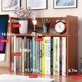 thumbnail image 2 of UTAH-Desktop Bookshelf, 2-Tier Wood Display Stand Organizer,Small Bookcase Storage for ome Office Desk, Living Room, Bedroom (Walnut), 2 of 4