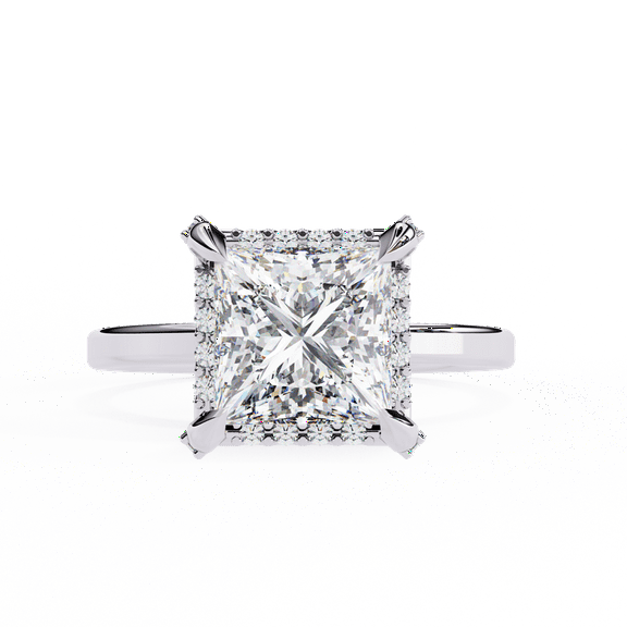 2.03 CT Princess Cut IGI Certified Lab Created Diamond 4 Prong With Gold Wedding Ring, Princess Cut Anniversary Propose Ring For Women