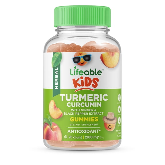 Lifeable Turmeric Curcumin and Ginger for Kids – with Black Pepper Extract – 2000mg  – Gluten Free Vegetarian Chewable – Reduce Inflammation – 90 Gummies