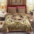 thumbnail image 2 of NC Fleece Bed Blanket Queen ,2 Ply Soft Warm Plush Blanket,Brown Floral,79" x 89",5.3lb, 2 of 6
