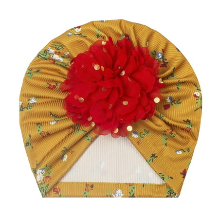 

ZMHEGW Baby Hat Toddler Baby Boys Girls Ribbed Floral Flower Cap Beaniess Knotted Elastics Turban Hat