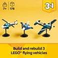thumbnail image 2 of Creator 3 in 1 Aircraft Race Plane Toy - Building Toy with 3 Building Options, Airplane, Fighter Jet, or Helicopter - Gift Idea for Kids, Boys and Girls, Ages 7+ - 31160, 2 of 7