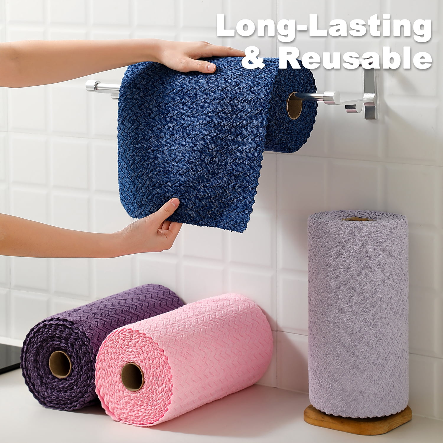 Beartech Microfiber Cleaning Cloth Roll,80 Pack Cleaning Towels,Lint Free Rags Paper Towels & Tear Away Reusable Towels,Washable Shop Rags wipe Cloth,Wash Cloths Dish Rags for Car Kitchen Window