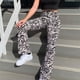 thumbnail image 2 of Pantalones acampanados Leggings estampados ajustados de talle alto largos acampanados para mujer Lady Street Black White Stripe S, 2 of 6