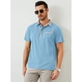 thumbnail image 3 of Demotime Men's Polo Shirts Casual Button-Down Shirts Short Sleeve Polo Shirts Ligh Blue M Contrast Turndown Collar T Shirts Golf Solid Classic Stylish Tops, 3 of 7
